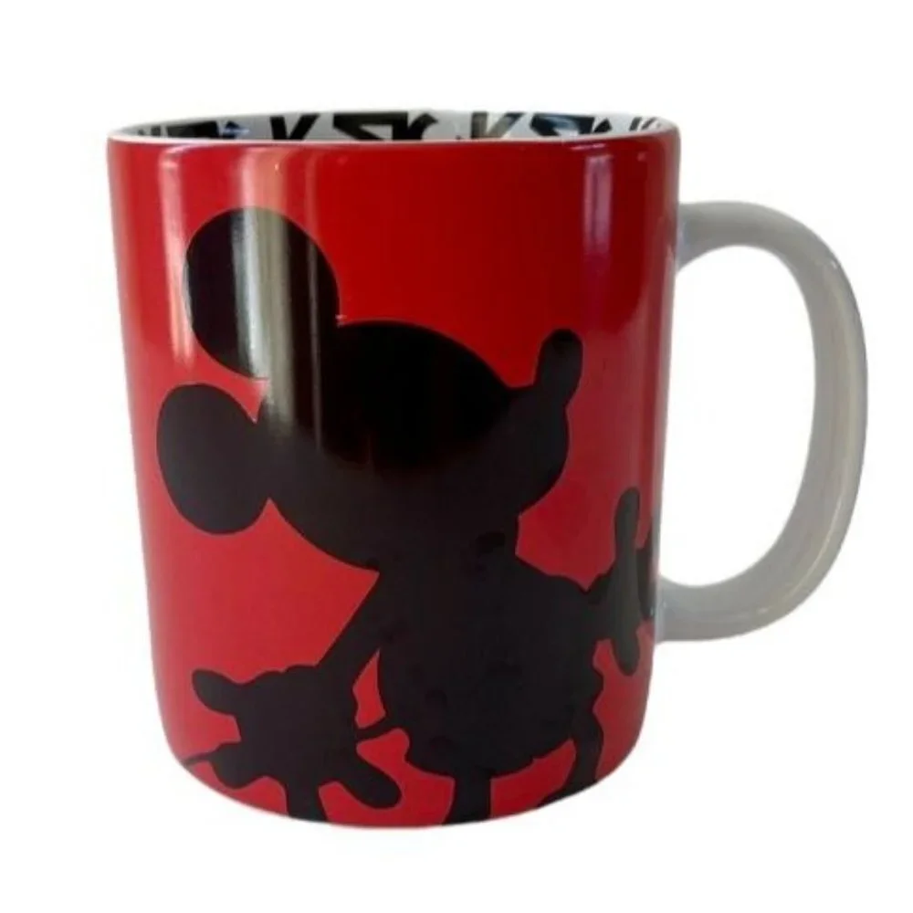 Mickey Mouse Silhouette Authentic Original Disney Parks Red and Black Coffee Mug - Picture 1 of 7